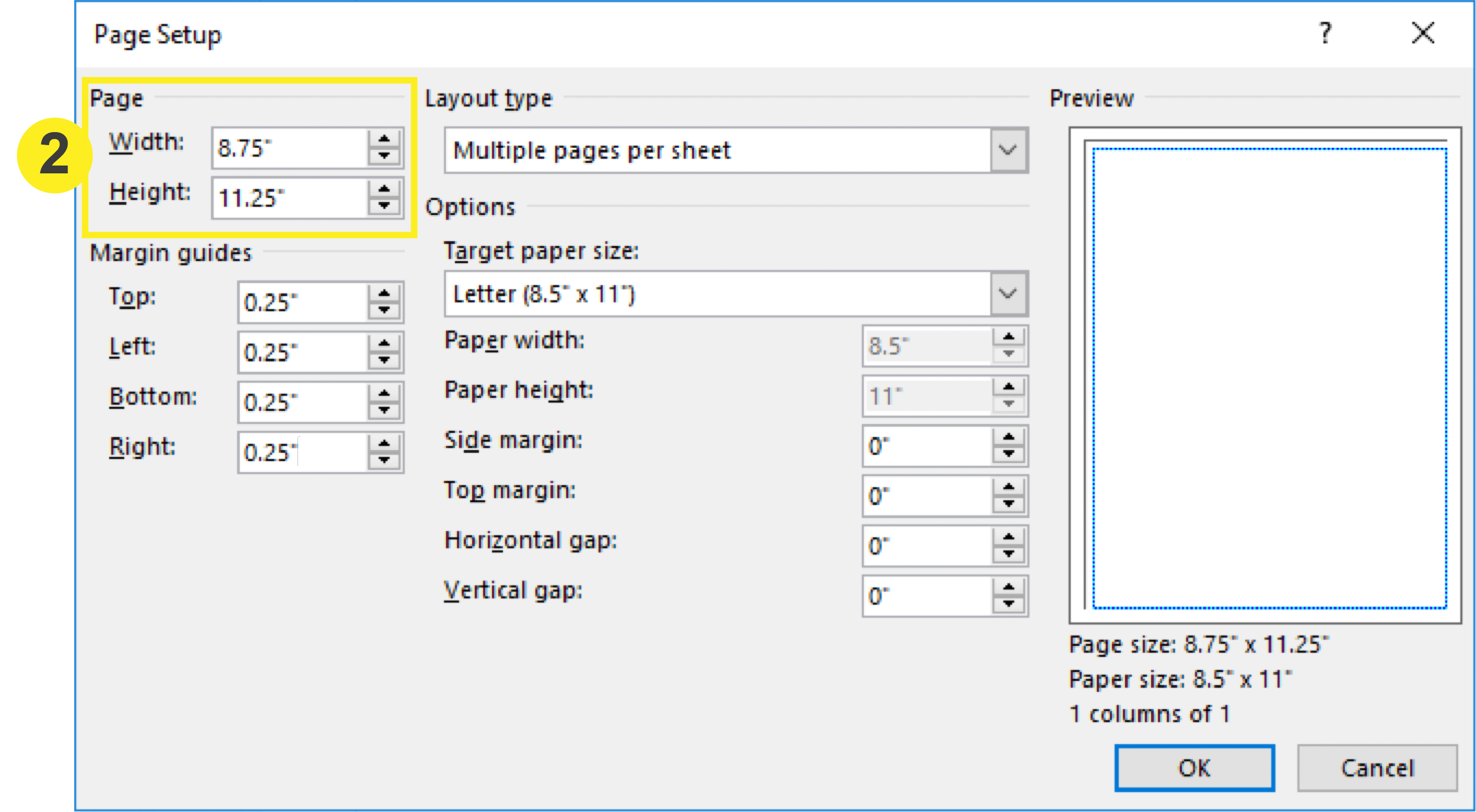 PrintingCenterUSA Size Tutorial Publisher